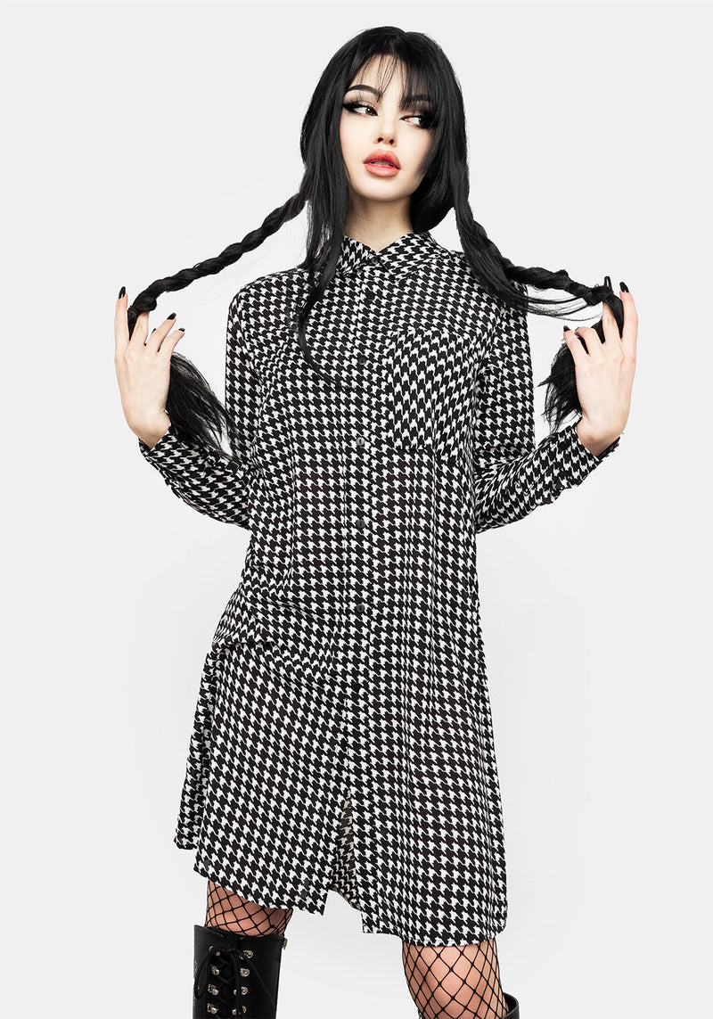 Fatale Houndstooth Hemd Kleid