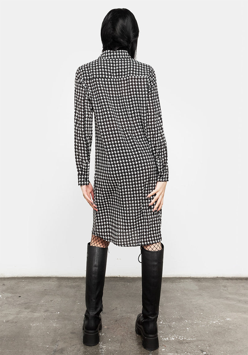 Fatale Houndstooth Hemd Kleid