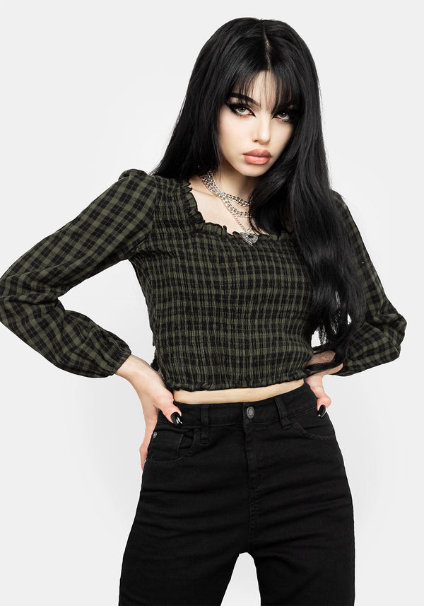 Terra Gingham Gerafft Top