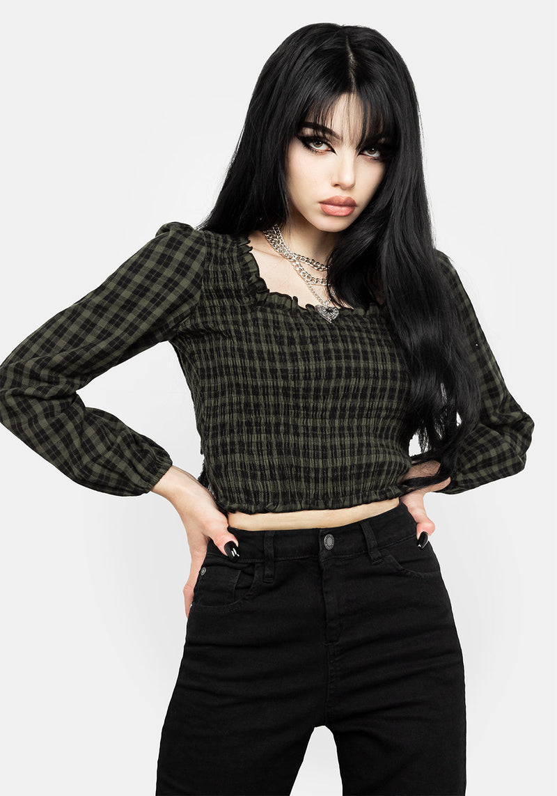 Terra Gingham Gerafft Top