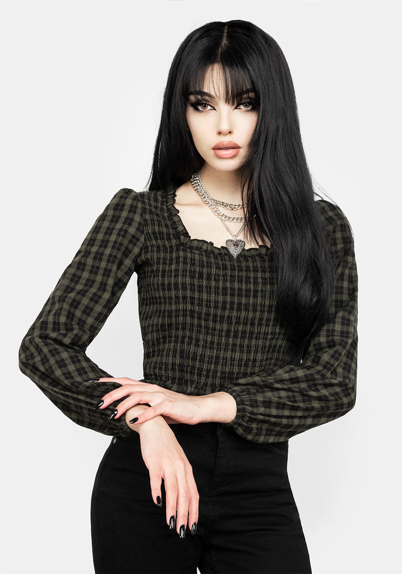 Terra Gingham Gerafft Top