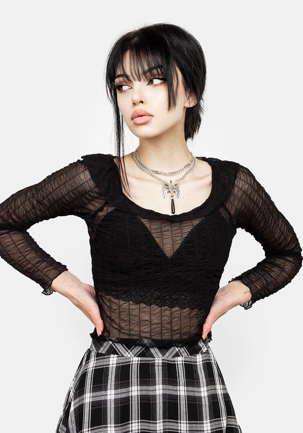 Whisper Gerafft Mesh Top