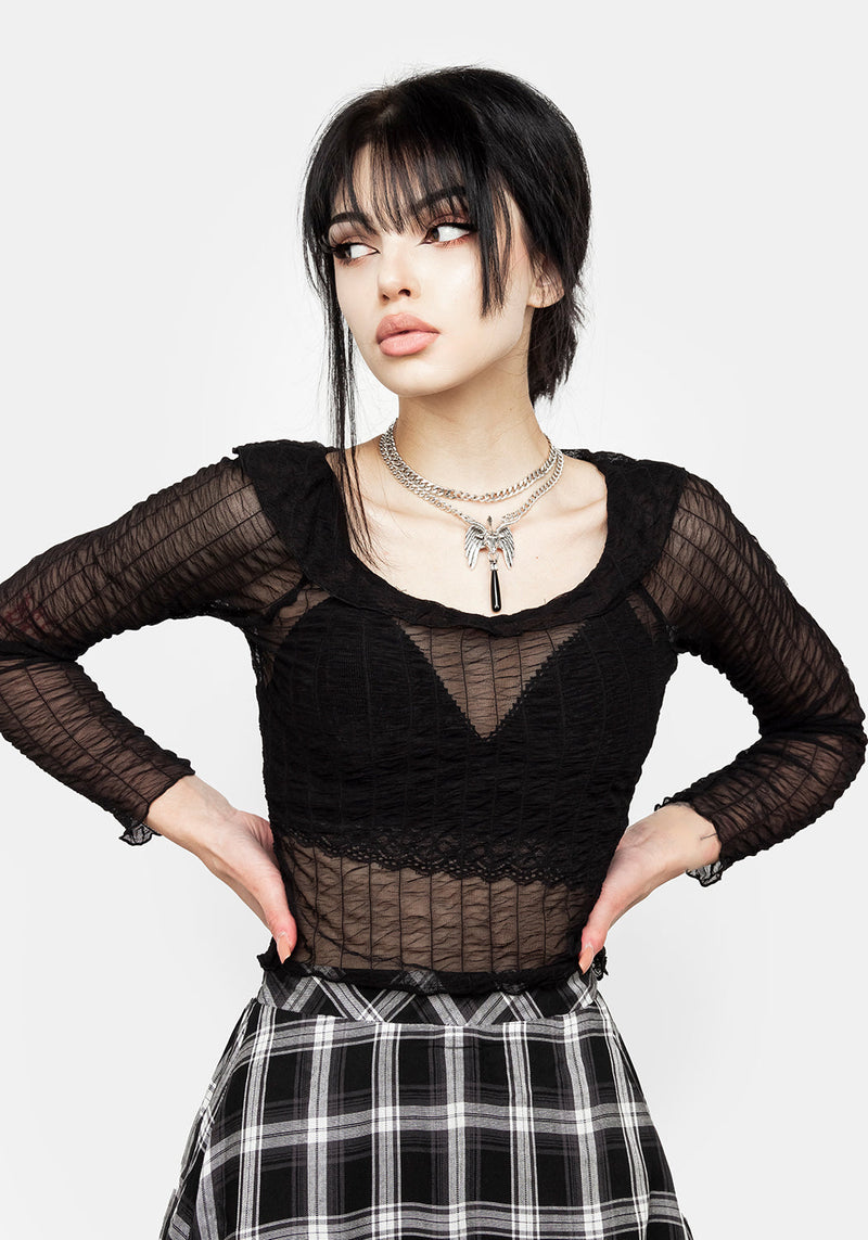 Whisper Gerafft Mesh Top