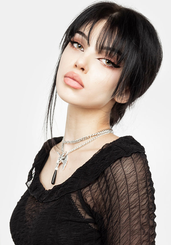 Whisper Gerafft Mesh Top