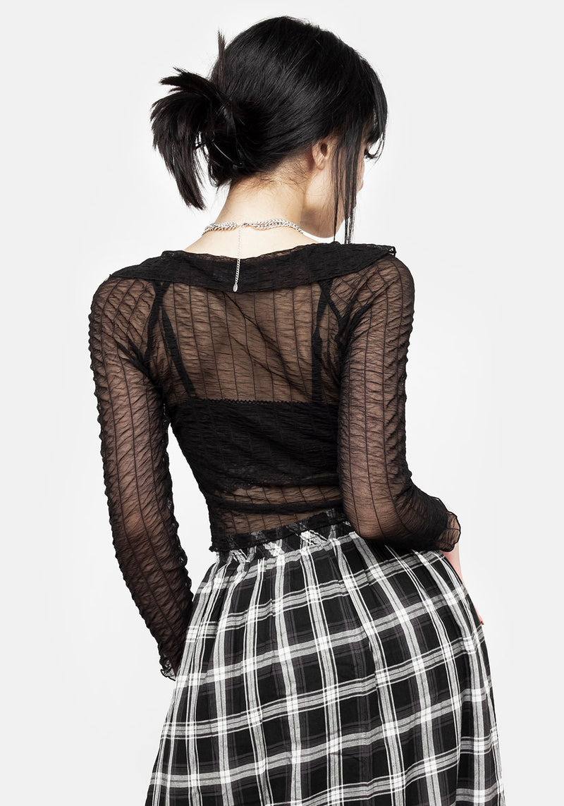 Whisper Gerafft Mesh Top