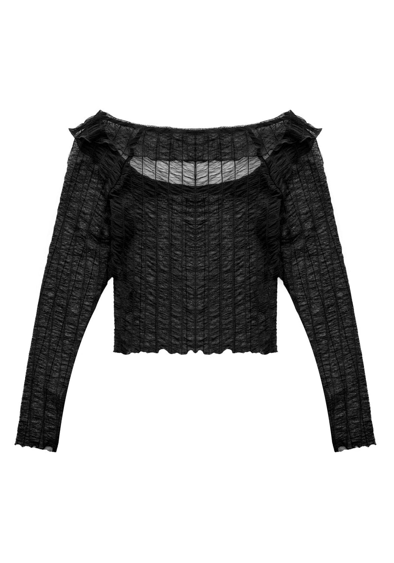 Whisper Gerafft Mesh Top