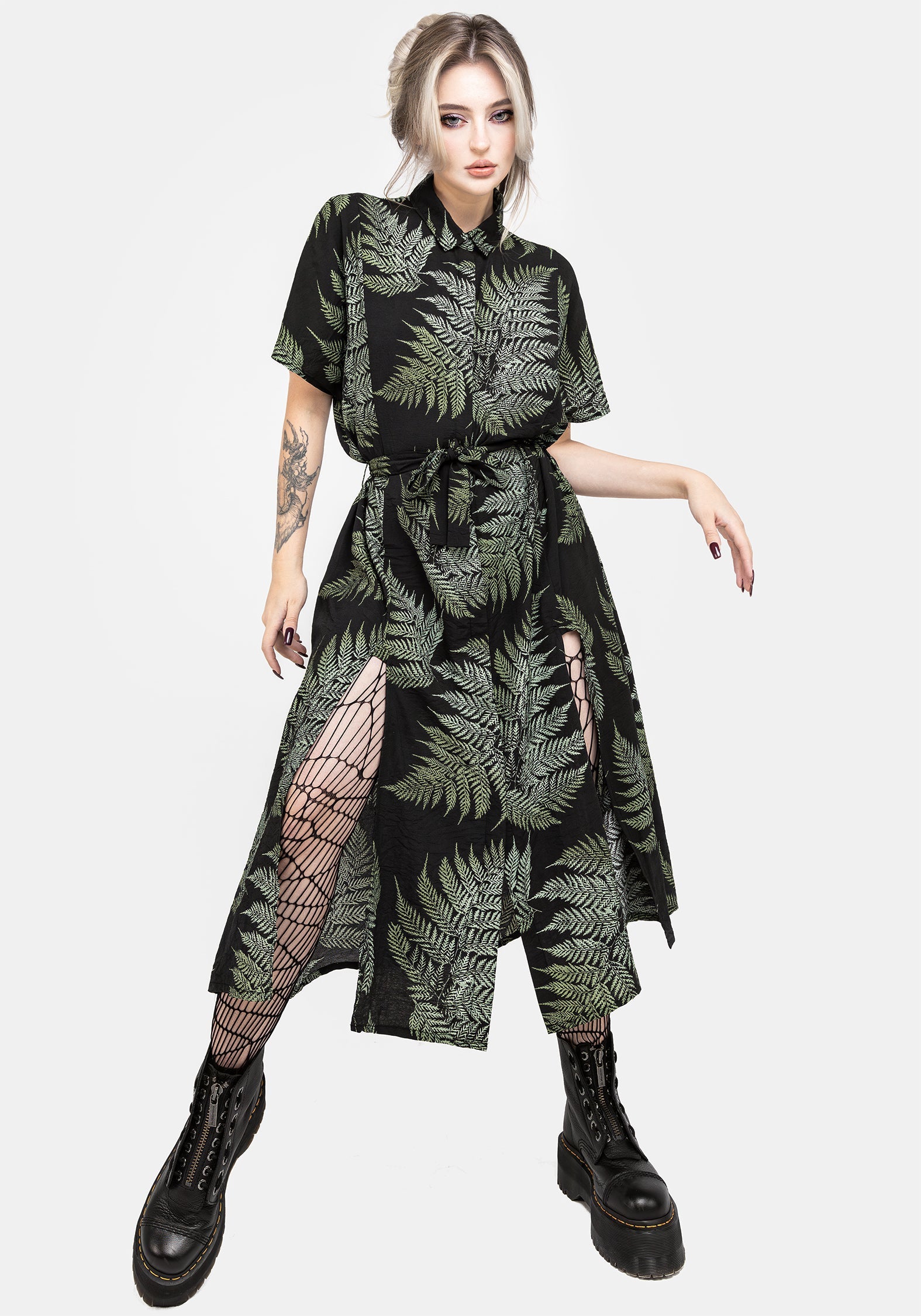 midi shirt dresses Shirt-dress For Women Removable self belt to define waist Sophia Loose-fitting Midi Shirt Dress