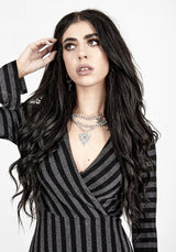 Roxy Glitzer Stehkragen Wickel Kleid