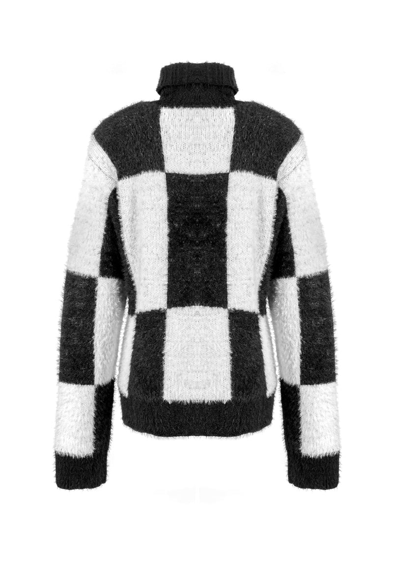 Two-Tone Checkerboard Pullover