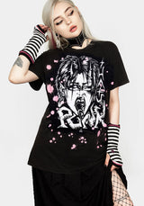 Punk Vintage Schwarz Washed T-Shirt