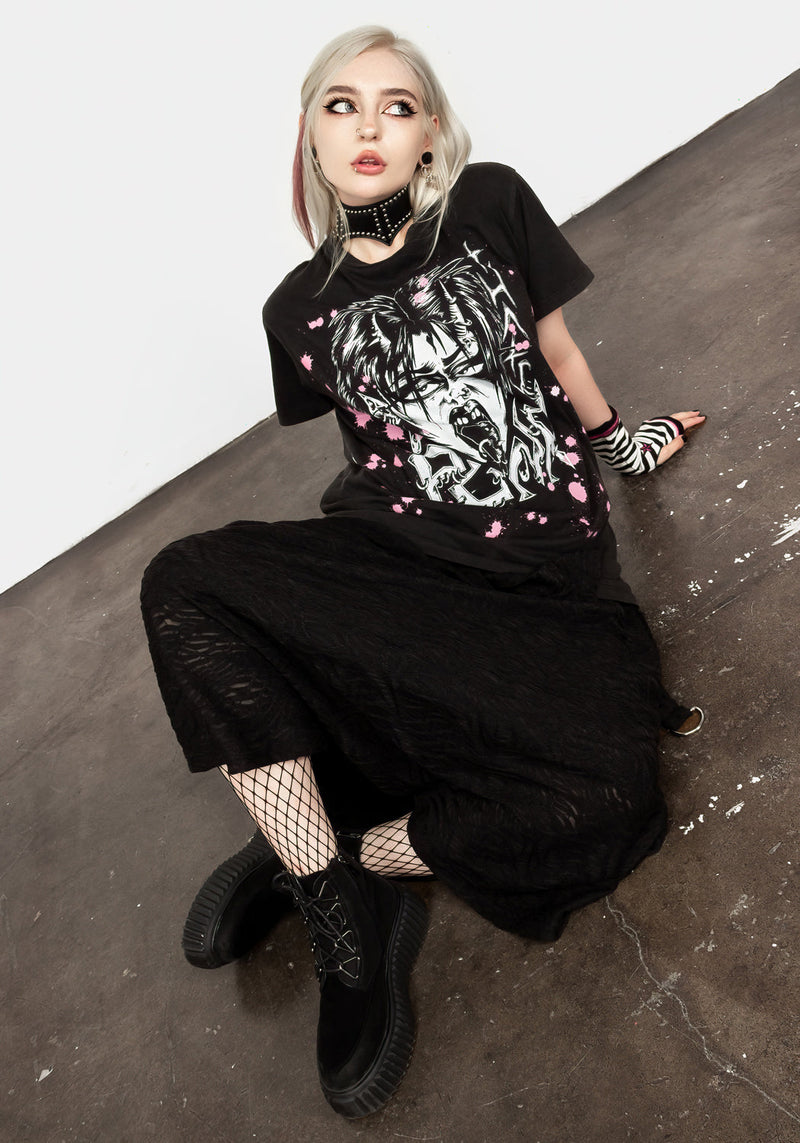 Punk Vintage Schwarz Washed T-Shirt