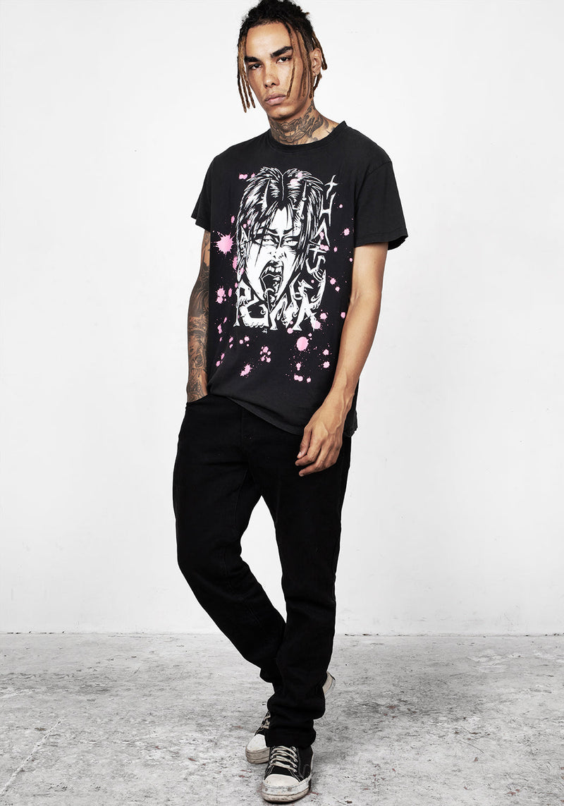 Punk Vintage Schwarz Washed T-Shirt