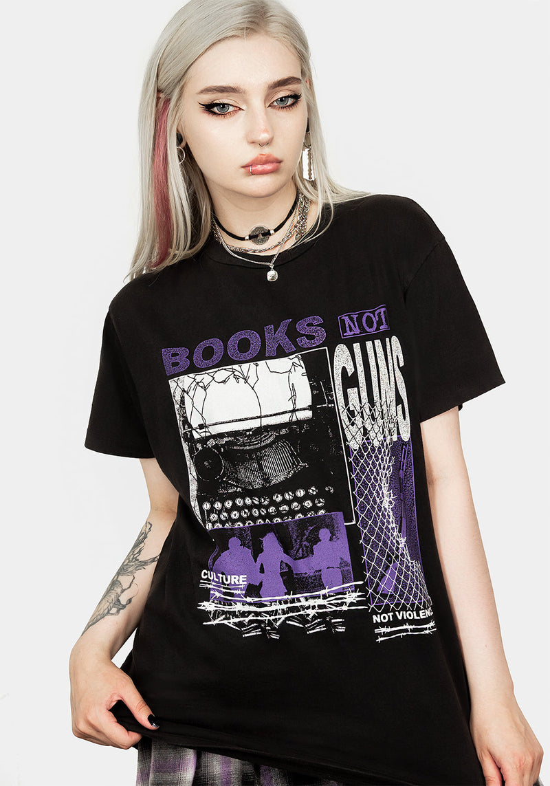Books Vintage Schwarz Washed T-Shirt