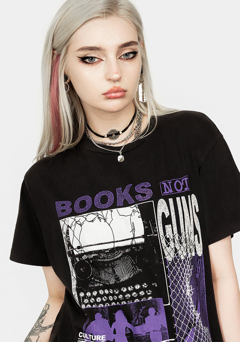 Books Vintage Schwarz Washed T-Shirt