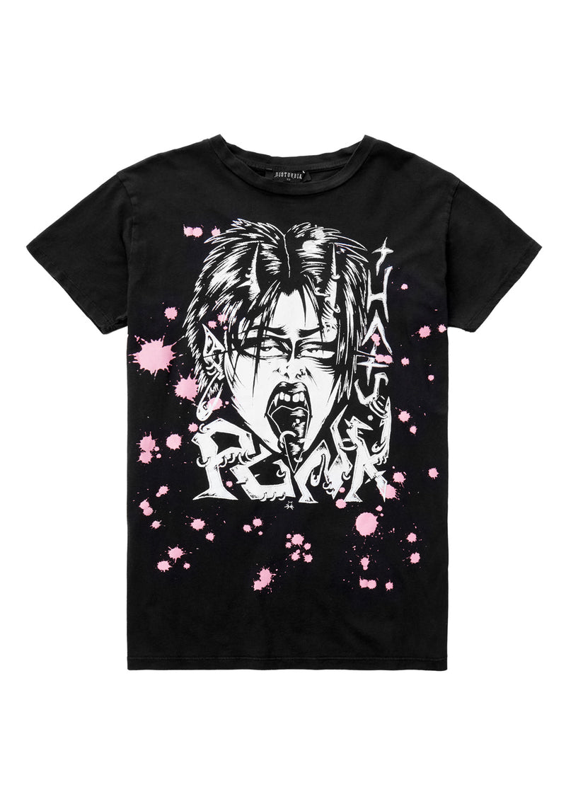 Punk Vintage Schwarz Washed T-Shirt