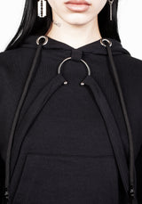 Brutal Mesh Schnitt Raus Kurz Kapuzensweatshirt
