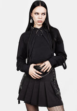 Brutal Mesh Schnitt Raus Kurz Kapuzensweatshirt