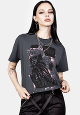 Howling Washed Grau Kastenförmig Kurz T-Shirt