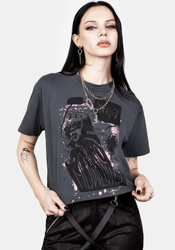 Howling Washed Grau Kastenförmig Kurz T-Shirt