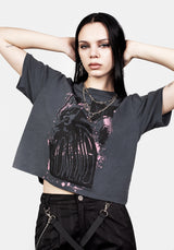 Howling Washed Grau Kastenförmig Kurz T-Shirt