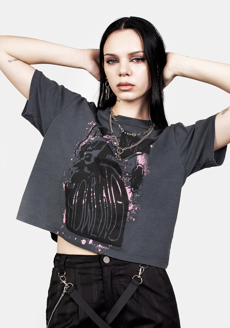 Howling Washed Grau Kastenförmig Kurz T-Shirt