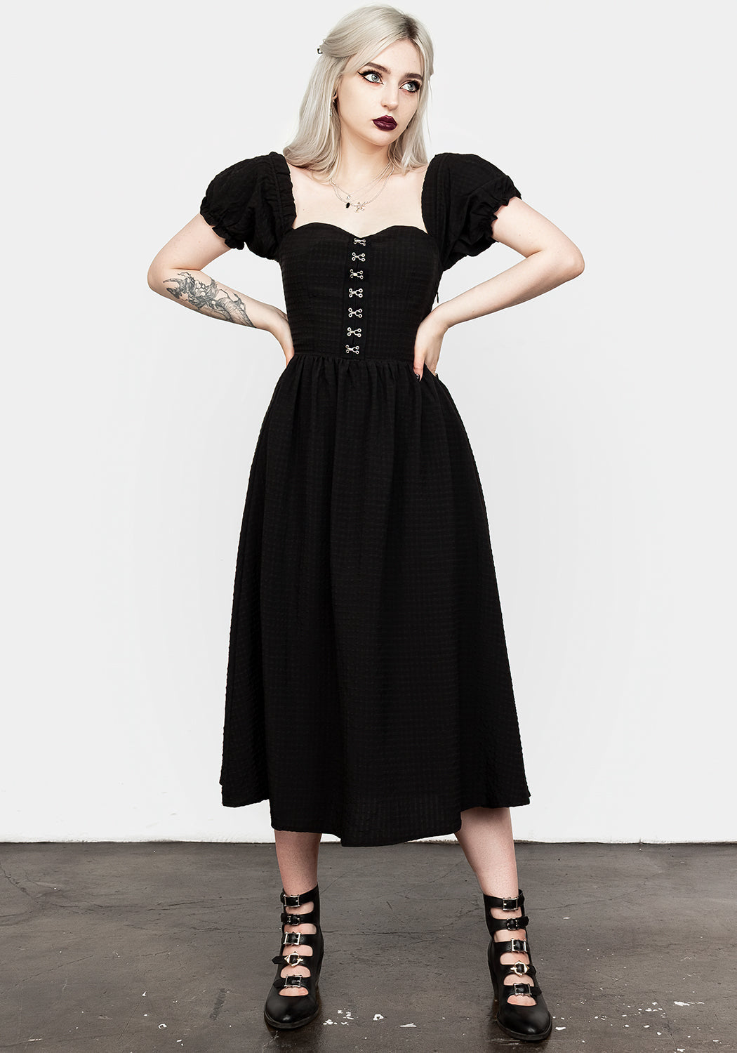 Mortem Midi Kleid Mit Puffärmel Ärmel