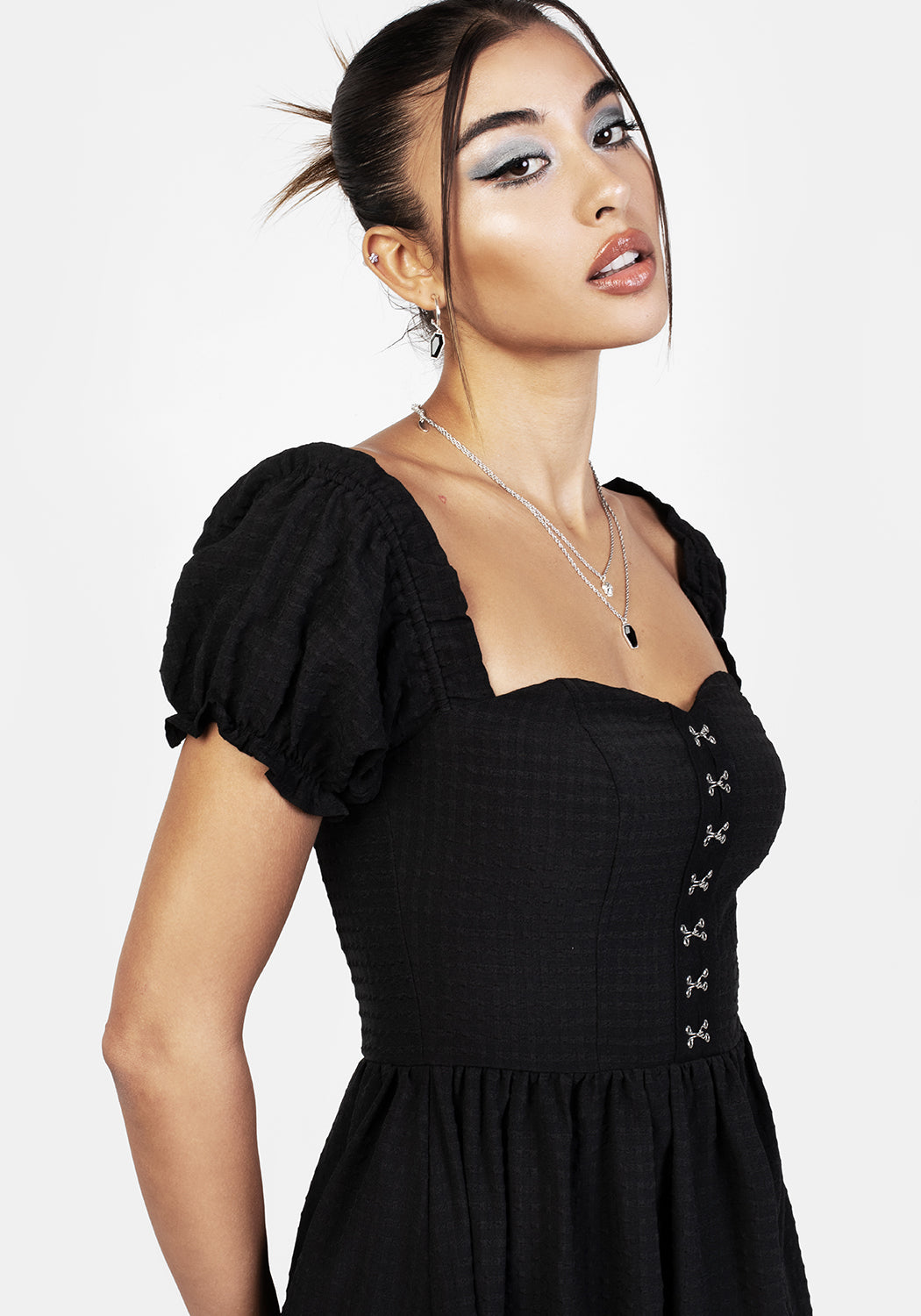 Mortem Midi Kleid Mit Puffärmel Ärmel