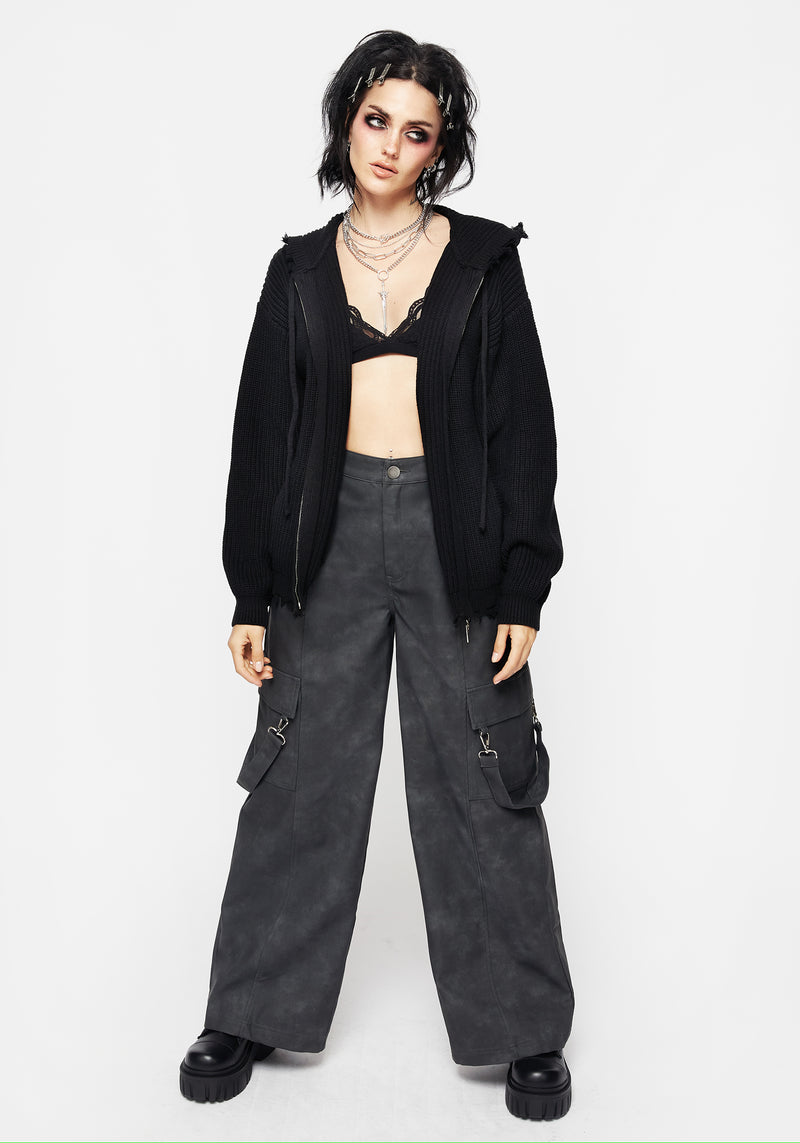 Spinner Knitted Zipper Kapuzenshirt