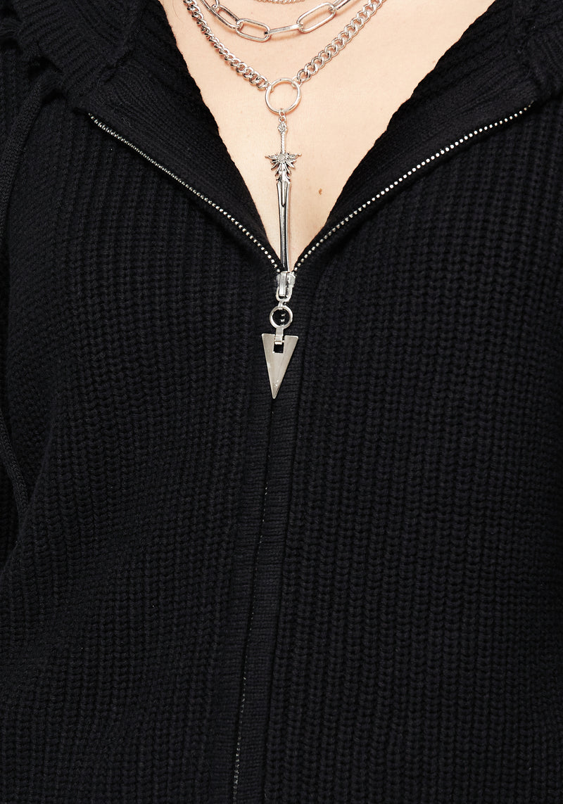 Spinner Knitted Zipper Kapuzenshirt