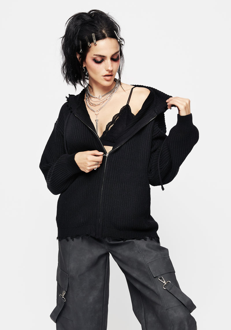 Spinner Knitted Zipper Kapuzenshirt