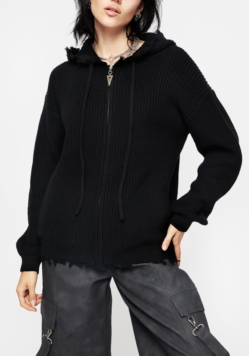 Spinner Knitted Zipper Kapuzenshirt