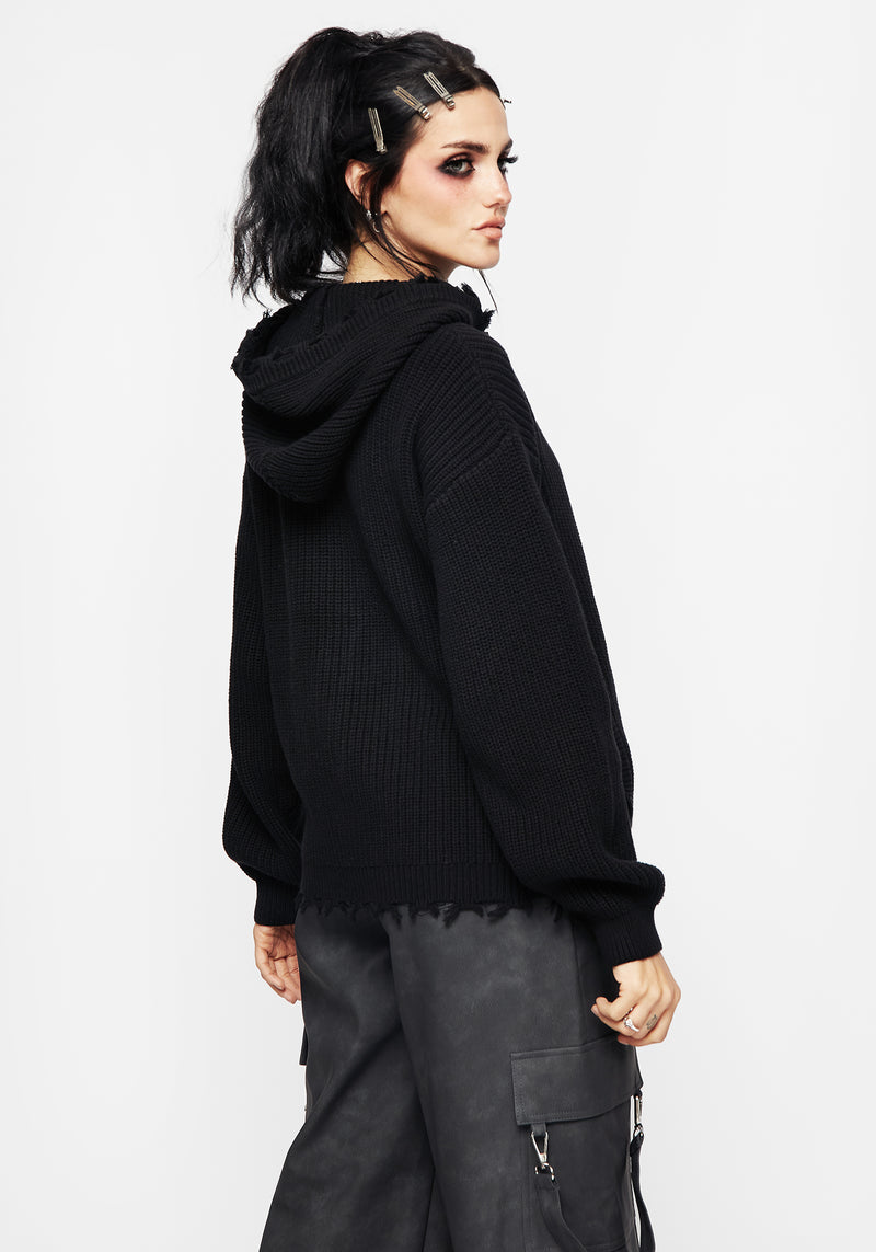 Spinner Knitted Zipper Kapuzenshirt