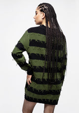 Nancy Streifen Oversize Pullover - Grün Und Schwarz