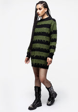 Nancy Streifen Oversize Pullover - Grün Und Schwarz