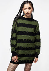 Nancy Streifen Oversize Pullover - Grün Und Schwarz