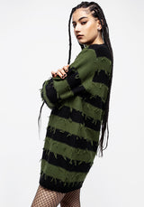 Nancy Streifen Oversize Pullover - Grün Und Schwarz