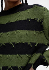 Nancy Streifen Oversize Pullover - Grün Und Schwarz