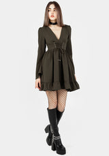 Aura Spitze Hoch Mini Kleid - Grün