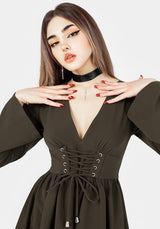 Aura Spitze Hoch Mini Kleid - Grün