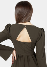 Aura Spitze Hoch Mini Kleid - Grün