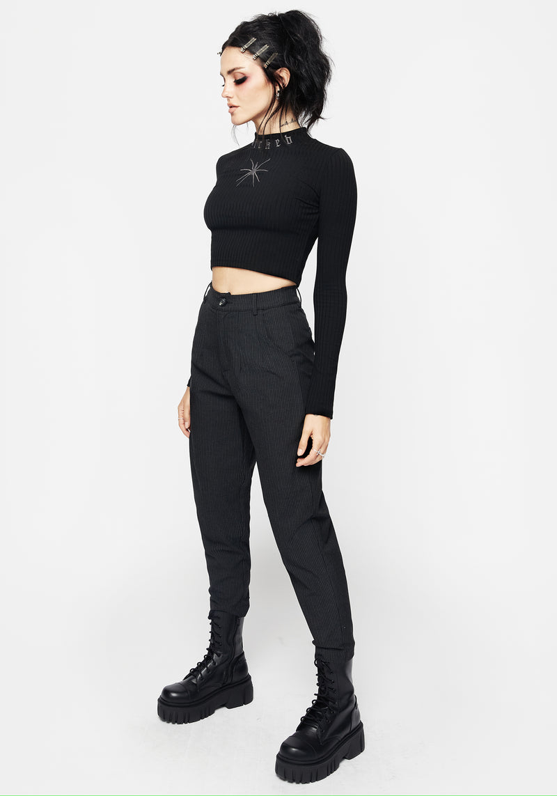 Atracid Bestickt Funnel Hals Kurz Top