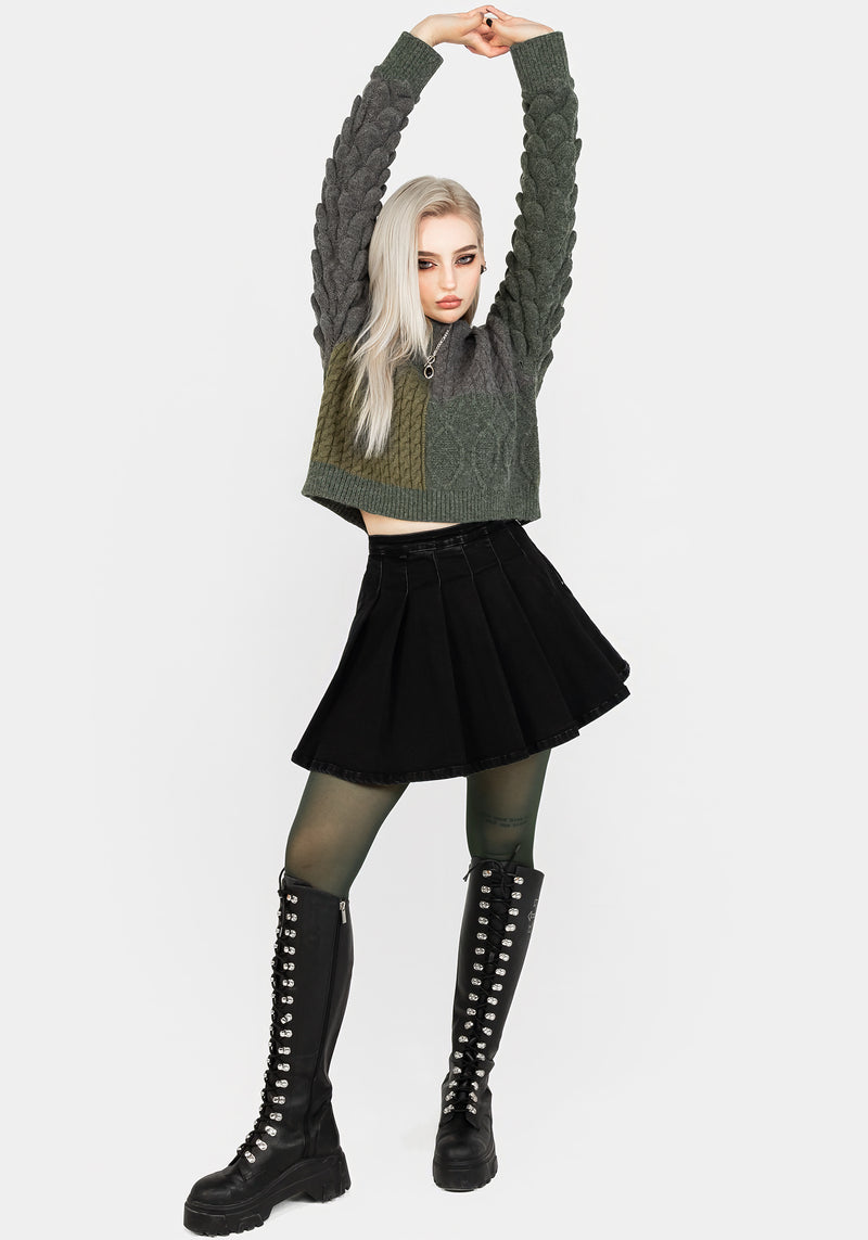 Charisma Plissiert Denim Mini Rock