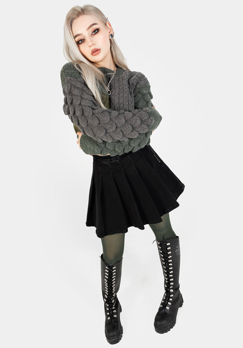Charisma Plissiert Denim Mini Rock