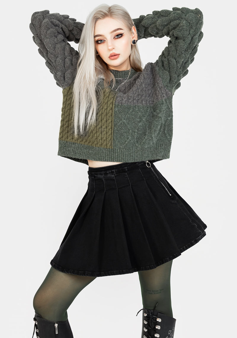 Charisma Plissiert Denim Mini Rock