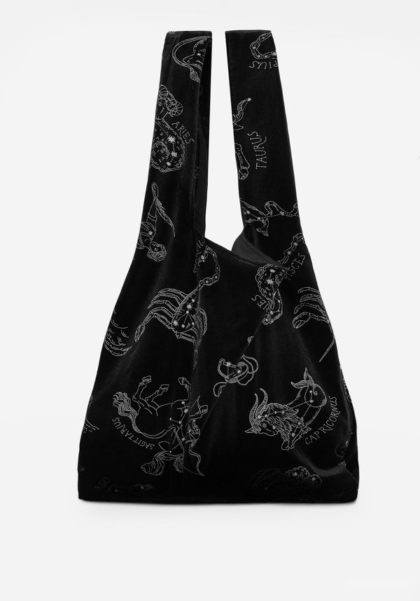 Zodiac Folie Druck Velours Tote Tasche