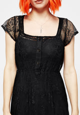 Delilah Capped Ärmel Spitze Midi Kleid