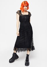 Delilah Capped Ärmel Spitze Midi Kleid