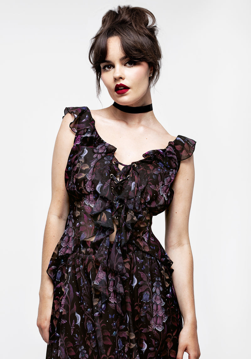 Foxglove Chiffon Rüsche Top