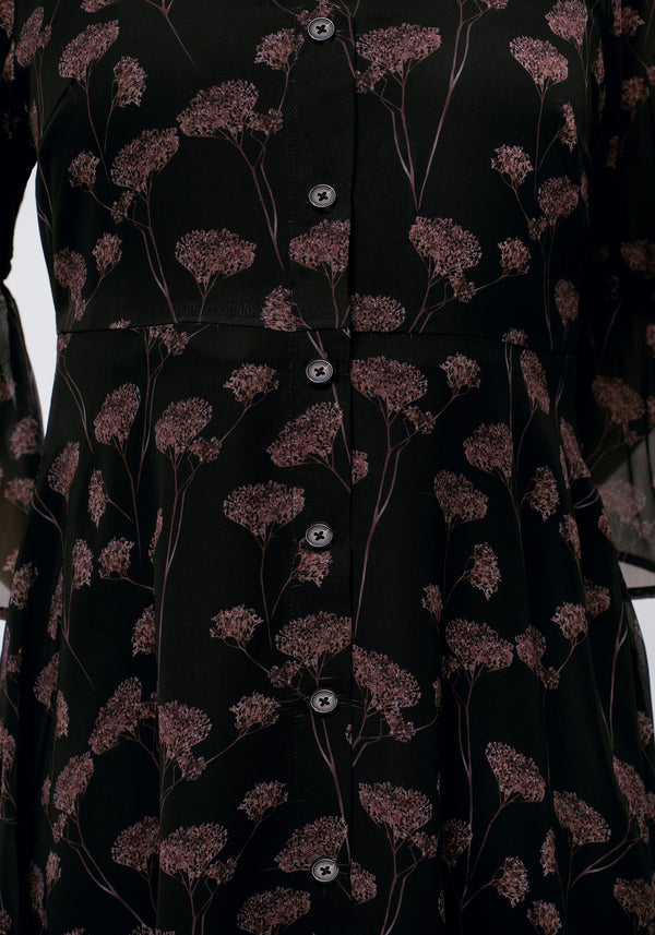 Judas V-Ausschnitt Flöte Ärmel Mini Hemd Kleid