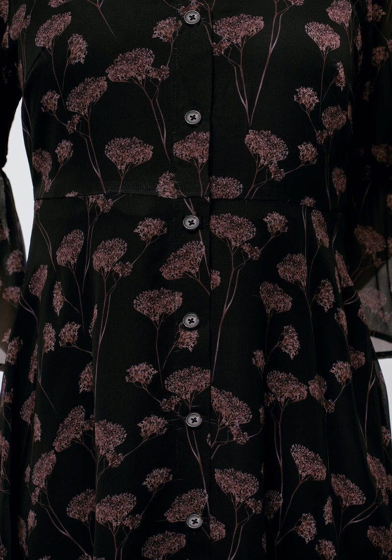 Judas V-Ausschnitt Flöte Ärmel Mini Hemd Kleid